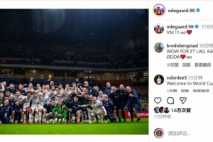 大赛梦圆⚽厄德高社媒晒挪威队大合照：世界杯！